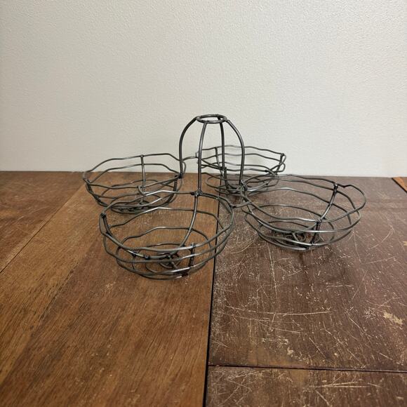 Kalalou Wire Wine Bottle Topper Quad Basket Snack Holder‎ Event Decor - Picture 2 of 6